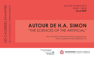 30 octobre 2014 (Montréal, Qc Canada): Lancement des causeries savantes en aménagement de la Faculté de l’aménagement